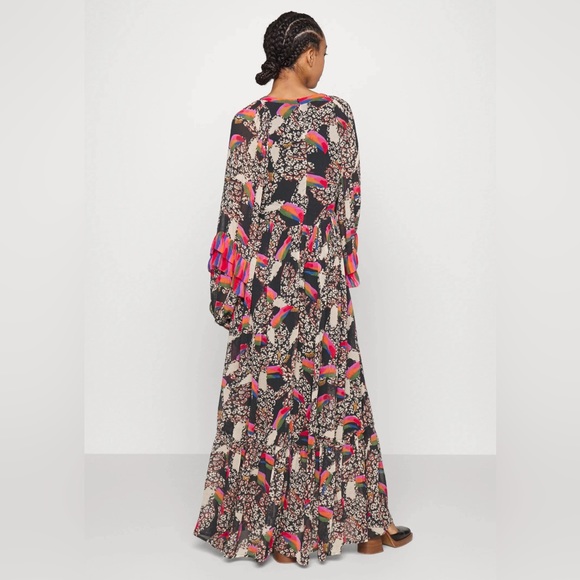 FARM RIO Leopard Toucans Dress - MAXI DRESS Size LG - Picture 2 of 14